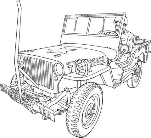 Willys Mb, U.S. Army Truck Coloring Page